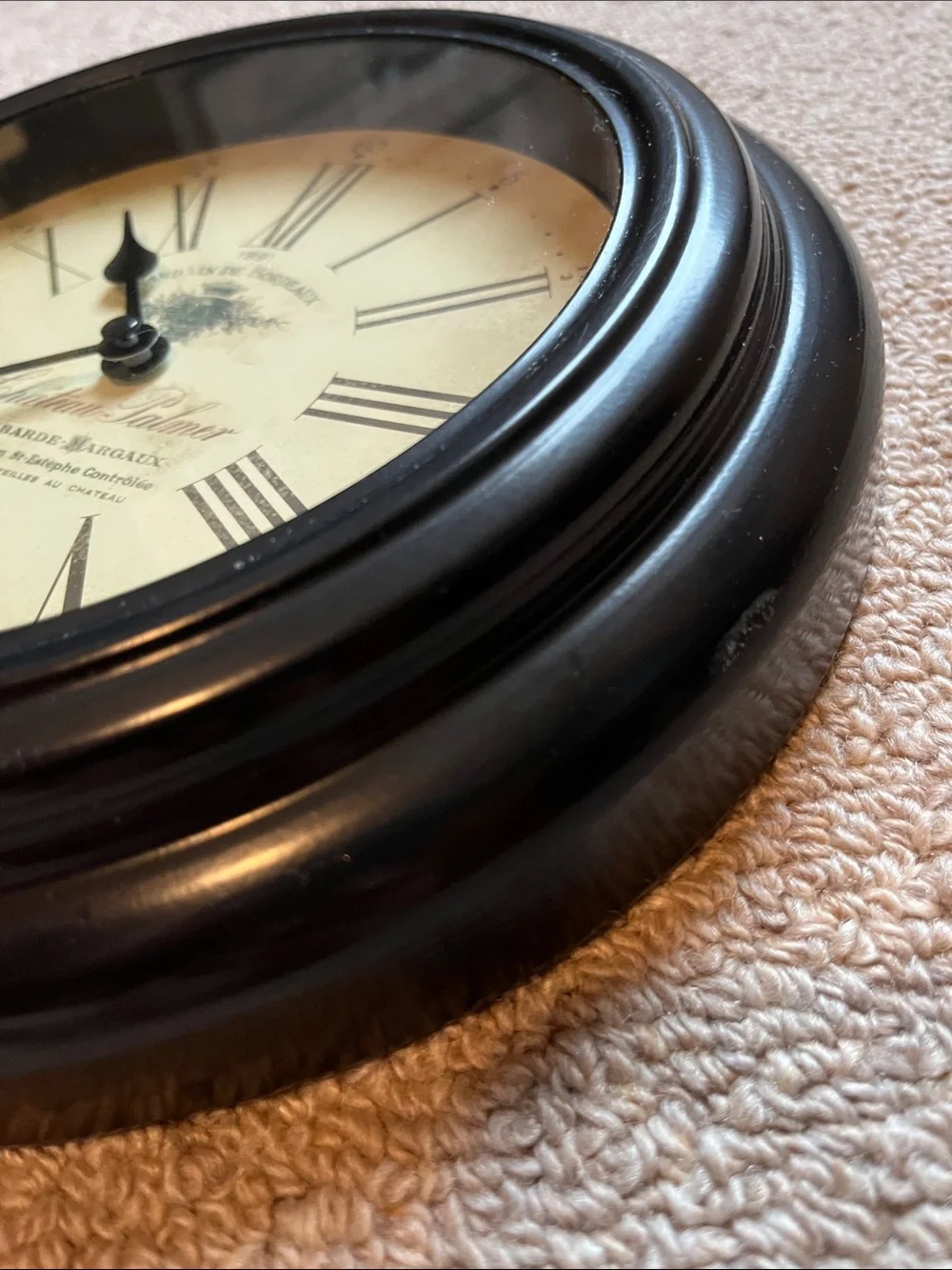 Vintage-Style Black Wall Clock 10in